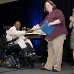 PA PCA Participant Nursing Home Transition Under 60 Award Winner Harouna with Ginny Rogers, Office of Long Term Living